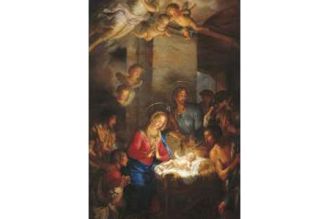 W44 Weihnachtskarte mit Altargemälde Martin Knoller