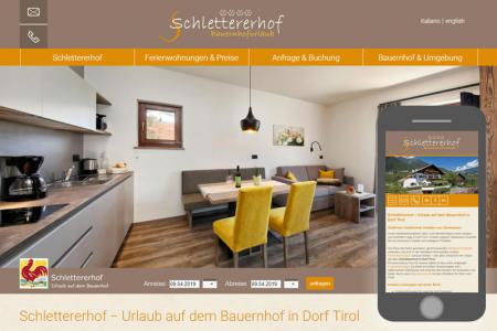 Responsives Webdesign - Bauernhof Schlettererhof - Dorf Tirol